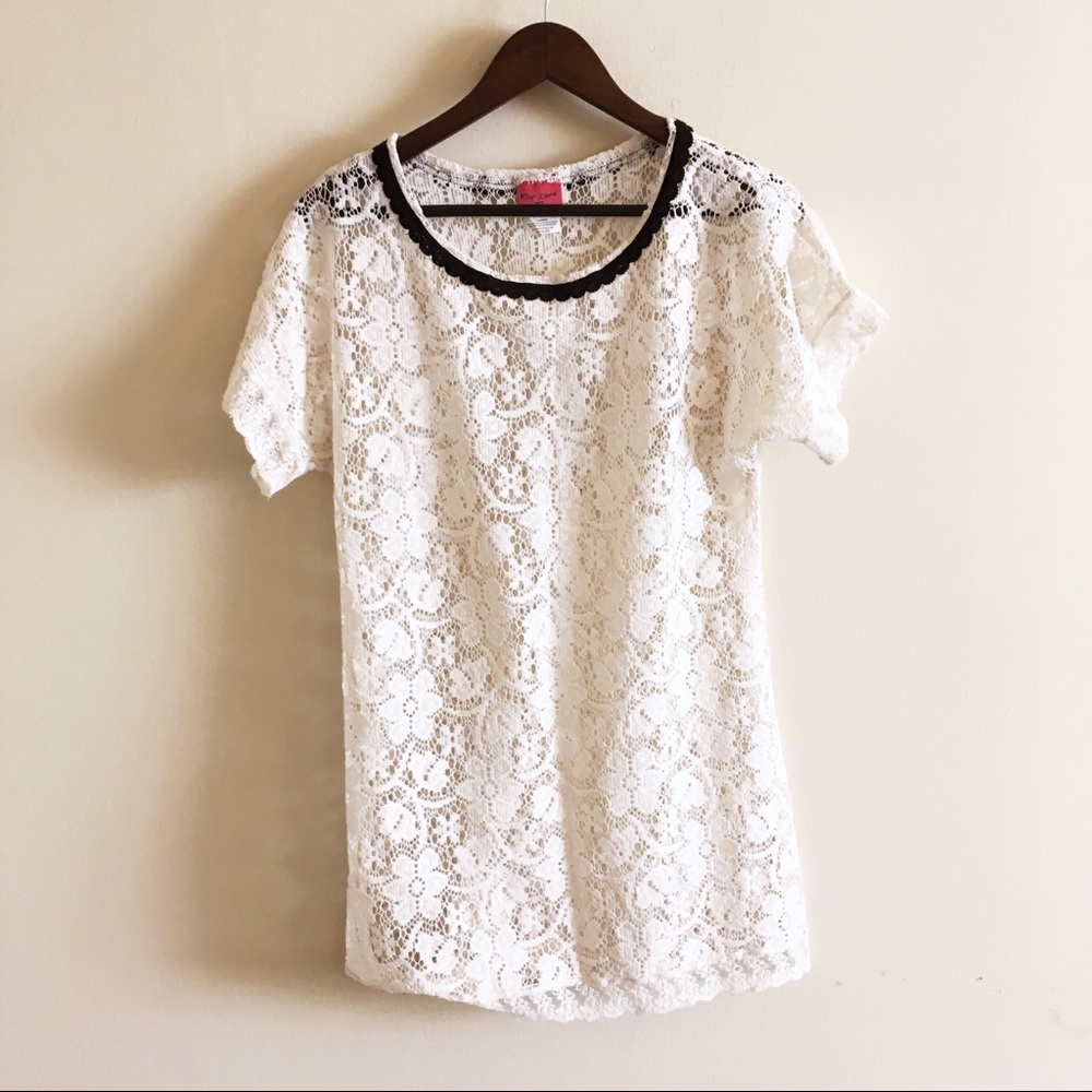 Betsey Johnson Lace Dress Swim Cover Collar XS-S
